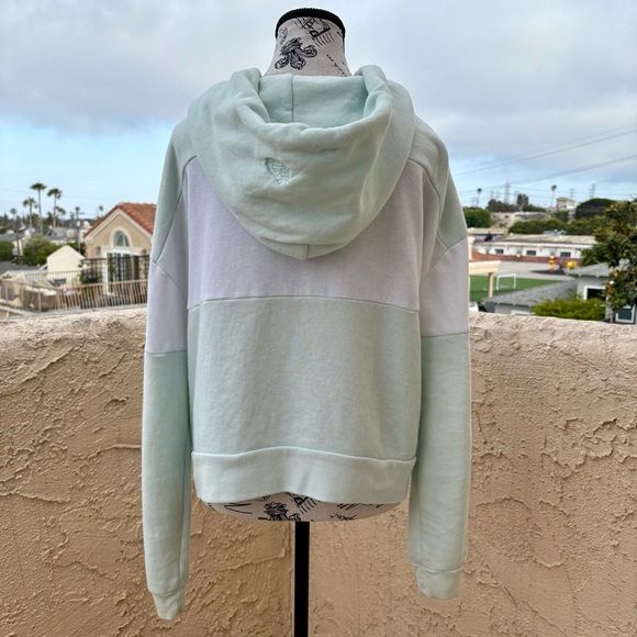 Wildfox Essentials mint green white blocked marquis zip hoodie sweater S small - Picture 6 of 12